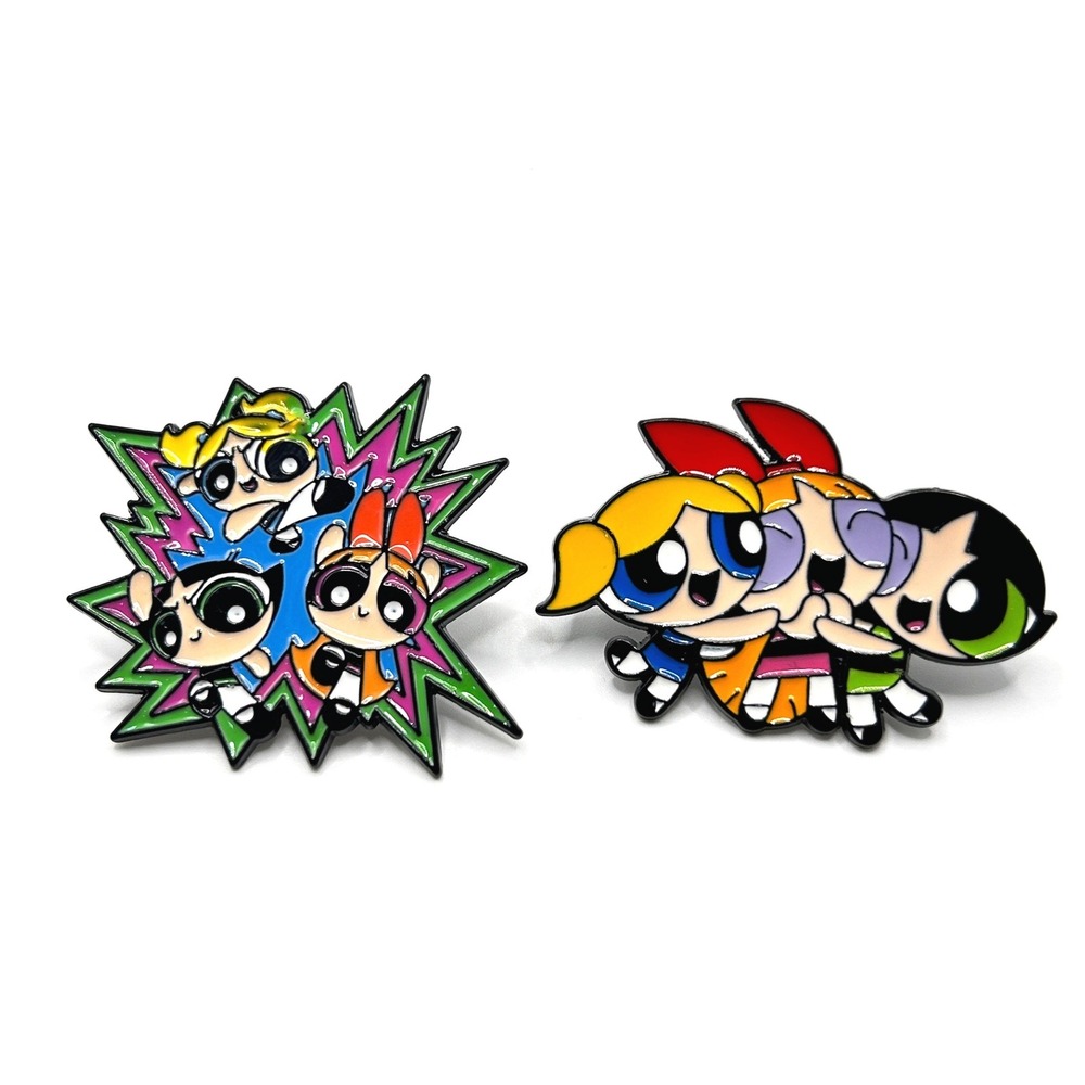 Powerpuff Girls Cartoon Network Enamel Pin Set OS Multi Color Retro Y2K Style